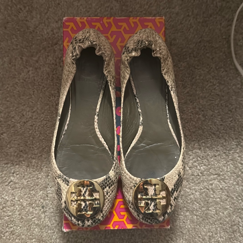 Tory Burch Reva Python Flat